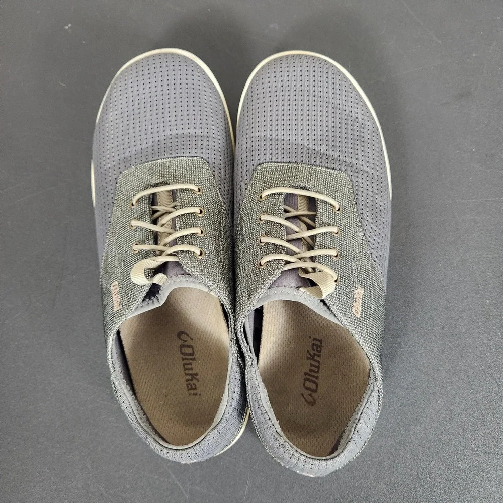 OluKai Nohea Moku Mens Grey Boat Shoes Coastal Casual Sneakers 10283-2610 Size 9